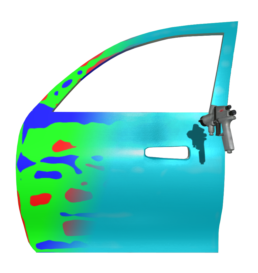 SimSpray - Kontrola množstva nenesenej farby